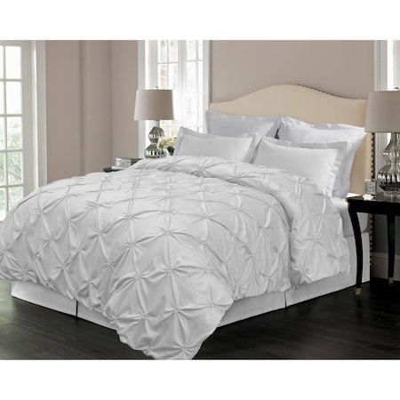 Hotel Grand Pintuck Down-Alternative Comforter Set, White, Full/Queen 174702